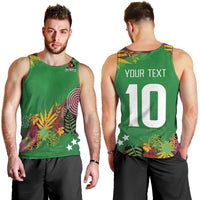 Custom St Kitts and Nevis Cricket Patriots Men Tank Top Caribbean Tropical Plants Sporty Green - Wonder Print Shop