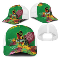 St Kitts and Nevis Cricket Patriots Mesh Trucker Cap Caribbean Tropical Plants Sporty Green - Wonder Print Shop