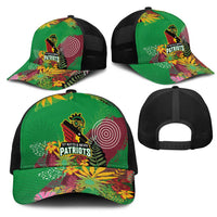St Kitts and Nevis Cricket Patriots Mesh Trucker Cap Caribbean Tropical Plants Sporty Green - Wonder Print Shop