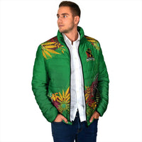 Custom St Kitts and Nevis Cricket Patriots Padded Jacket Caribbean Tropical Plants Sporty Green - Wonder Print Shop