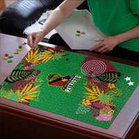 St Kitts and Nevis Cricket Patriots Puzzle Caribbean Tropical Plants Sporty Green - Wonder Print Shop