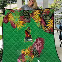 St Kitts and Nevis Cricket Patriots Quilt Caribbean Tropical Plants Sporty Green - Wonder Print Shop