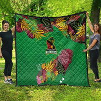St Kitts and Nevis Cricket Patriots Quilt Caribbean Tropical Plants Sporty Green - Wonder Print Shop