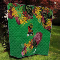 St Kitts and Nevis Cricket Patriots Quilt Caribbean Tropical Plants Sporty Green - Wonder Print Shop