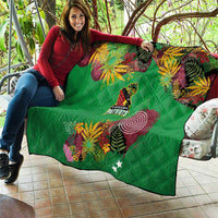 St Kitts and Nevis Cricket Patriots Quilt Caribbean Tropical Plants Sporty Green - Wonder Print Shop