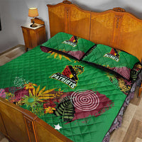 St Kitts and Nevis Cricket Patriots Quilt Bed Set Caribbean Tropical Plants Sporty Green - Wonder Print Shop