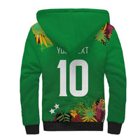 Custom St Kitts and Nevis Cricket Patriots Sherpa Hoodie Caribbean Tropical Plants Sporty Green - Wonder Print Shop