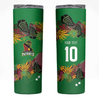 Custom St Kitts and Nevis Cricket Patriots Skinny Tumbler Caribbean Tropical Plants Sporty Green - Wonder Print Shop