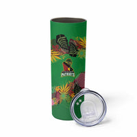 Custom St Kitts and Nevis Cricket Patriots Skinny Tumbler Caribbean Tropical Plants Sporty Green - Wonder Print Shop
