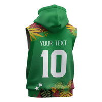 Custom St Kitts and Nevis Cricket Patriots Sleeveless Hoodie Caribbean Tropical Plants Sporty Green - Wonder Print Shop