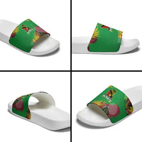 St Kitts and Nevis Cricket Patriots Slide Sandals Caribbean Tropical Plants Sporty Green - Wonder Print Shop