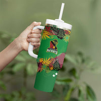 Custom St Kitts and Nevis Cricket Patriots Tumbler With Handle Caribbean Tropical Plants Sporty Green - Wonder Print Shop