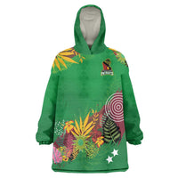 Custom St Kitts and Nevis Cricket Patriots Wearable Blanket Hoodie Caribbean Tropical Plants Sporty Green - Wonder Print Shop