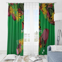 St Kitts and Nevis Cricket Patriots Window Curtain Caribbean Tropical Plants Sporty Green - Wonder Print Shop
