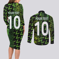 Custom Nigeria Football Couples Matching Long Sleeve Bodycon Dress and Long Sleeve Button Shirt Super Eagles Champions - Wonder Print Shop