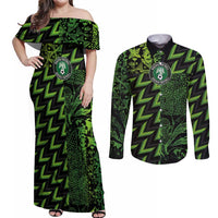 Custom Nigeria Football Couples Matching Off Shoulder Maxi Dress and Long Sleeve Button Shirt Super Eagles Champions - Wonder Print Shop