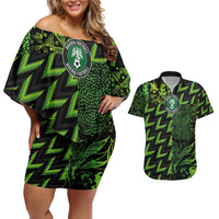 Custom Nigeria Football Couples Matching Off Shoulder Short Dress and Hawaiian Shirt Super Eagles Champions - Wonder Print Shop