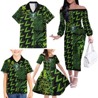 Custom Nigeria Football Family Matching Off The Shoulder Long Sleeve Dress and Hawaiian Shirt Super Eagles Champions - Wonder Print Shop