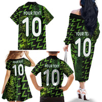Custom Nigeria Football Family Matching Off The Shoulder Long Sleeve Dress and Hawaiian Shirt Super Eagles Champions - Wonder Print Shop
