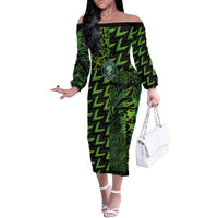 Custom Nigeria Football Family Matching Off The Shoulder Long Sleeve Dress and Hawaiian Shirt Super Eagles Champions - Wonder Print Shop