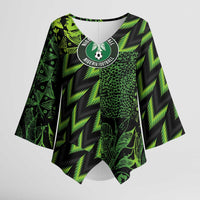 Custom Nigeria Football Kimono Sleeve Blouse Super Eagles Champions - Wonder Print Shop
