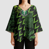 Custom Nigeria Football Kimono Sleeve Blouse Super Eagles Champions - Wonder Print Shop