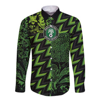 Custom Nigeria Football Long Sleeve Button Shirt Super Eagles Champions - Wonder Print Shop