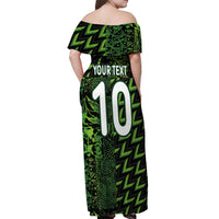 Custom Nigeria Football Off Shoulder Maxi Dress Super Eagles Champions - Wonder Print Shop