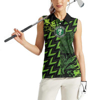 Custom Nigeria Football Women Sleeveless Polo Shirt Super Eagles Champions - Wonder Print Shop