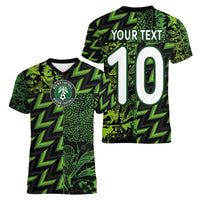 Custom Nigeria Football Women V-Neck T-Shirt Super Eagles Champions - Wonder Print Shop