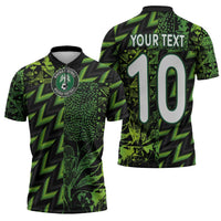 Custom Nigeria Football Zipper Polo Shirt Super Eagles Champions - Wonder Print Shop