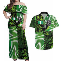 Custom Nigeria Football Couples Matching Off Shoulder Maxi Dress and Hawaiian Shirt Super Eagles Spirit - Wonder Print Shop