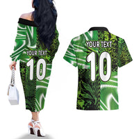 Custom Nigeria Football Couples Matching Off The Shoulder Long Sleeve Dress and Hawaiian Shirt Super Eagles Spirit - Wonder Print Shop