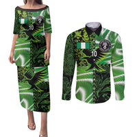 Custom Nigeria Football Couples Matching Puletasi and Long Sleeve Button Shirt Super Eagles Spirit - Wonder Print Shop