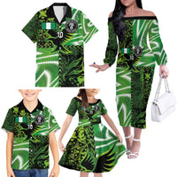 Custom Nigeria Football Family Matching Off The Shoulder Long Sleeve Dress and Hawaiian Shirt Super Eagles Spirit - Wonder Print Shop
