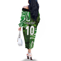 Custom Nigeria Football Family Matching Off The Shoulder Long Sleeve Dress and Hawaiian Shirt Super Eagles Spirit - Wonder Print Shop