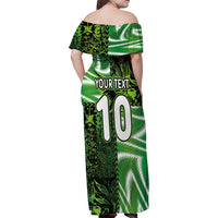 Custom Nigeria Football Family Matching Off Shoulder Maxi Dress and Hawaiian Shirt Super Eagles Spirit - Wonder Print Shop