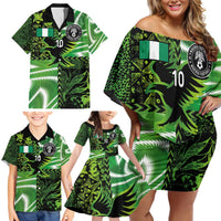 Custom Nigeria Football Family Matching Off Shoulder Short Dress and Hawaiian Shirt Super Eagles Spirit - Wonder Print Shop