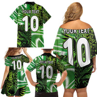 Custom Nigeria Football Family Matching Off Shoulder Short Dress and Hawaiian Shirt Super Eagles Spirit - Wonder Print Shop