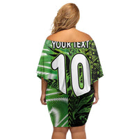 Custom Nigeria Football Family Matching Off Shoulder Short Dress and Hawaiian Shirt Super Eagles Spirit - Wonder Print Shop