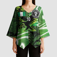 Custom Nigeria Football Kimono Sleeve Blouse Super Eagles Spirit - Wonder Print Shop