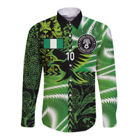 Custom Nigeria Football Long Sleeve Button Shirt Super Eagles Spirit - Wonder Print Shop