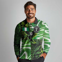 Custom Nigeria Football Long Sleeve Polo Shirt Super Eagles Spirit - Wonder Print Shop