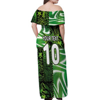 Custom Nigeria Football Off Shoulder Maxi Dress Super Eagles Spirit - Wonder Print Shop