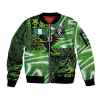 Custom Nigeria Football Sleeve Zip Bomber Jacket Super Eagles Spirit - Wonder Print Shop