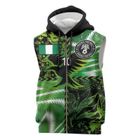 Custom Nigeria Football Sleeveless Zip Hoodie Super Eagles Spirit - Wonder Print Shop