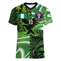 Custom Nigeria Football Women V-Neck T-Shirt Super Eagles Spirit - Wonder Print Shop