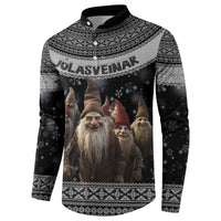 13 Yule Lads Iceland Christmas Button Sweatshirt Jolasveinar and Nordic Traditional Pattern - Wonder Print Shop