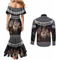 13 Yule Lads Iceland Christmas Couples Matching Mermaid Dress and Long Sleeve Button Shirt Jolasveinar and Nordic Traditional Pattern