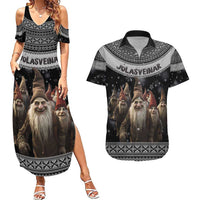13 Yule Lads Iceland Christmas Couples Matching Summer Maxi Dress and Hawaiian Shirt Jolasveinar and Nordic Traditional Pattern - Wonder Print Shop